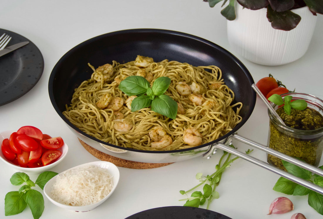Vibrant Basil Pesto Pasta with Cherry Tomatoes